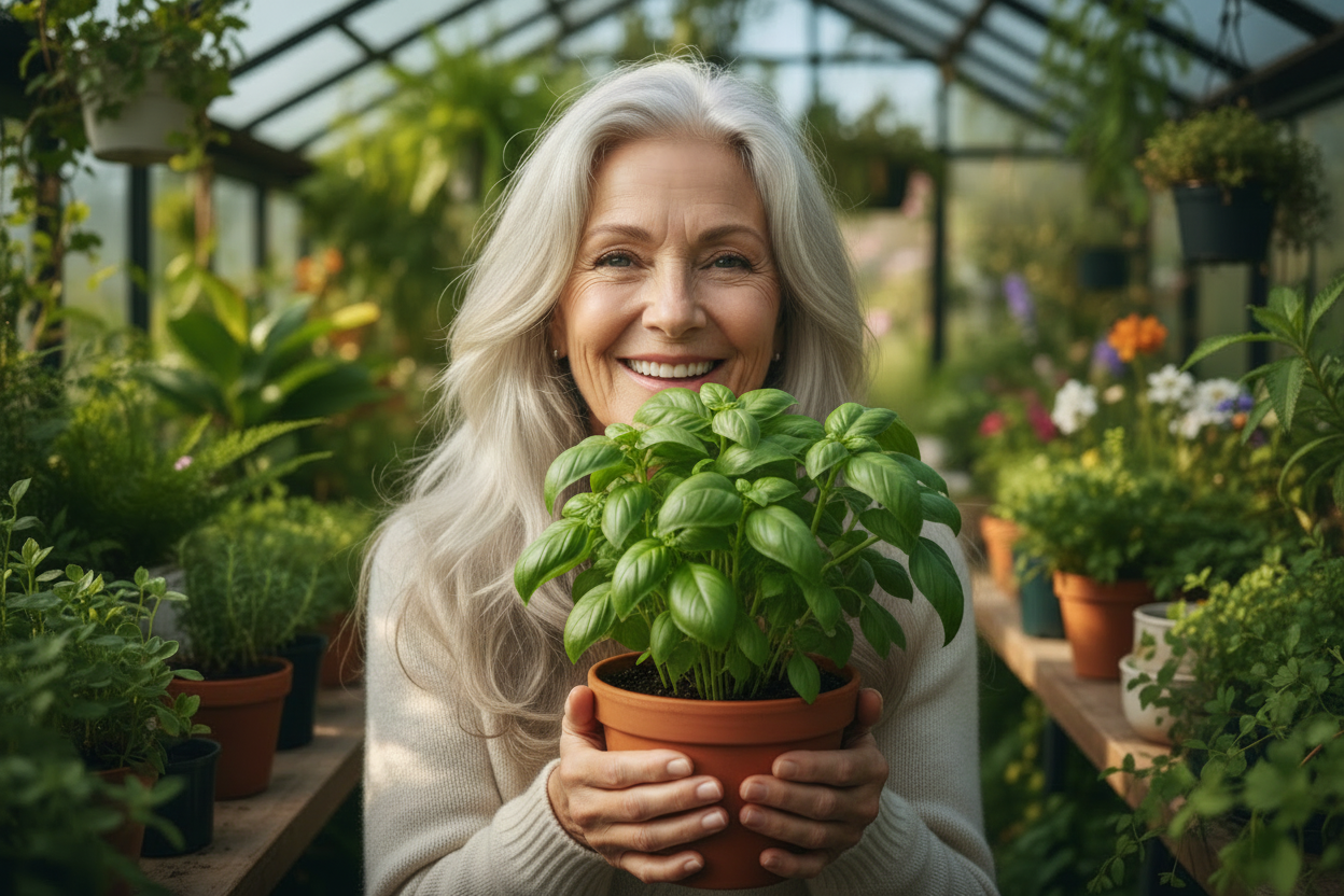     change bottle to a basil plant in a pot